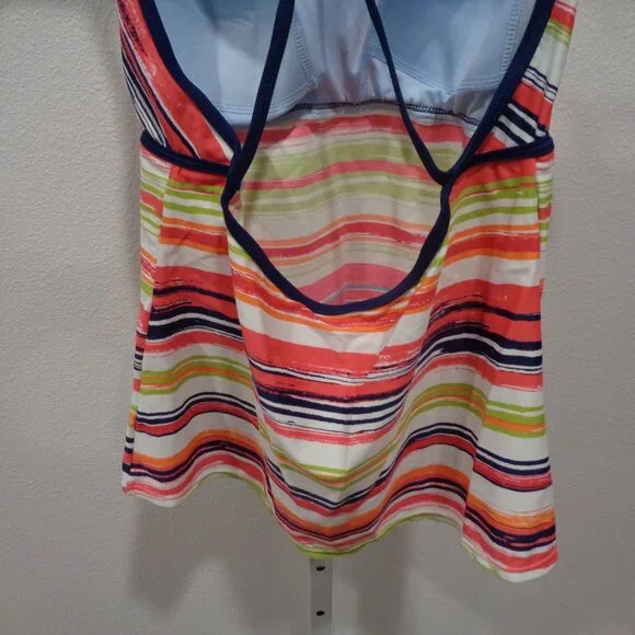 Nike Women's Tankini Swimsuit Top Padded Size 12 Striped - Picture 8 of 15